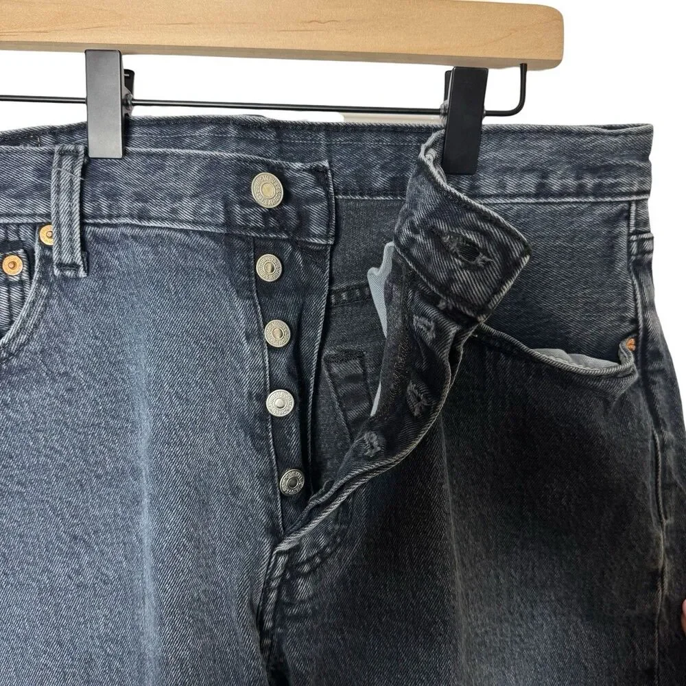 Levi's‎ 501 Jeans Mens 34x32 Black Faded Button Fly Original Fit Straight Denim